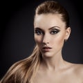 Beautiful Woman Portrait. Long Brown Hair Royalty Free Stock Photo
