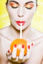 Beautiful Woman Portrait orange drink