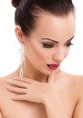 Beautiful woman portrait with red lipss and jewelery Royalty Free Stock Photo