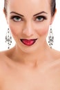 Beautiful woman portrait with red lipss and jewelery Royalty Free Stock Photo