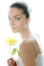 Beautiful woman portrait with yellow rose Royalty Free Stock Photo