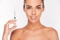 Beautiful woman preparing for botox injection Royalty Free Stock Photo