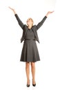 Beautiful woman raising arms high Royalty Free Stock Photo