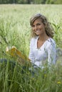 Beautiful Woman Reading Outdoors Royalty Free Stock Photo