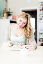 Beautiful woman reads an interesting book Royalty Free Stock Photo