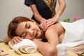 beautiful woman receiving massage in spa Royalty Free Stock Photo