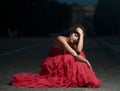 Beautiful woman in red dress