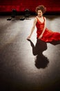 Beautiful Woman In Red Gown On Stage Royalty Free Stock Photo