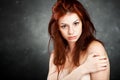 Beautiful woman with red hair and freckles Royalty Free Stock Photo