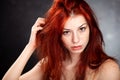 Beautiful woman with red hair and freckles Royalty Free Stock Photo