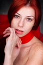 Beautiful woman with red hair and freckles Royalty Free Stock Photo