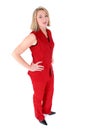 Beautiful Woman in Red Sleeveless Business Suit Royalty Free Stock Photo