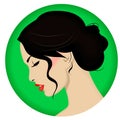 Beautiful woman with retro hairstyle and nice makeup.Beauty vector icon.