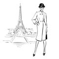 Beautiful woman in retro style in Paris . vintage dress Royalty Free Stock Photo