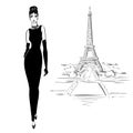 Beautiful woman in retro style in Paris . vintage dress Royalty Free Stock Photo