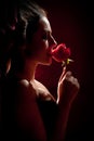 Beautiful woman with a rose