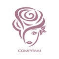 Beautiful woman rose logo. Vector illustration. Royalty Free Stock Photo