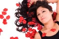 Beautiful woman with rose peta Royalty Free Stock Photo