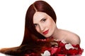 Beautiful woman and rose petals Royalty Free Stock Photo