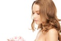 Beautiful woman with rose petals Royalty Free Stock Photo