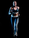 beautiful woman runner jogger jogging running isolated black bac Royalty Free Stock Photo