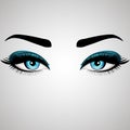 Beautiful Woman`s eyes. Vector illustration. Realistic blue eyes with chic eyelashes