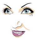 Beautiful woman's face. Closeup. Isolated