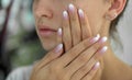 Beautiful woman`s nails with beautiful french manicure ombre Royalty Free Stock Photo