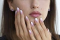 Beautiful woman`s nails with beautiful french manicure ombre Royalty Free Stock Photo