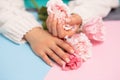Beautiful woman`s nails with manicure Royalty Free Stock Photo