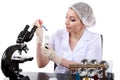 Beautiful woman scientist in the lab perform various operations Royalty Free Stock Photo