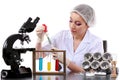 Beautiful woman scientist in the lab perform various operations Royalty Free Stock Photo