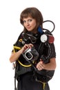 Beautiful woman scuba diver Royalty Free Stock Photo