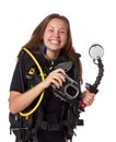 Beautiful woman scuba diver Royalty Free Stock Photo