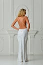 Beautiful woman in long dress with naked back. Royalty Free Stock Photo