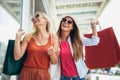 Woman with shopping bags in the city-sale, shopping, tourism and happy people concept Royalty Free Stock Photo