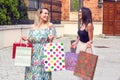 Beautiful woman with shopping bags in the city-sale, shopping, tourism and happy people concept Royalty Free Stock Photo