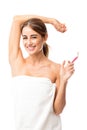 Beautiful Woman Showing Clean Epilated Armpit