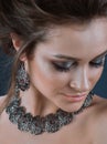 Beautiful woman showing off her jewelery in fashion concept wear Royalty Free Stock Photo