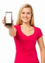 Beautiful Woman Showing Smart Phone