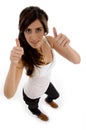 Beautiful woman showing two thumbs up Royalty Free Stock Photo