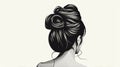 Beautiful Woman With Side-swept Bangs And Bun - High-contrast Realism Illustration