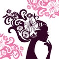 Beautiful woman silhouette with flowers Royalty Free Stock Photo