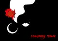 Beautiful woman silhouette whit red rose. Beauty Logo Template. Vector Company Name on black background Royalty Free Stock Photo