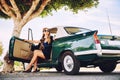 Beautiful woman sitting in a car Royalty Free Stock Photo