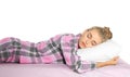 Beautiful woman sleeping with comfortable pillow on bed Royalty Free Stock Photo