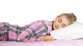 Beautiful woman sleeping with comfortable pillow on bed Royalty Free Stock Photo