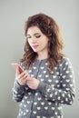 Beautiful woman with smartphone. Girl cell phone Royalty Free Stock Photo