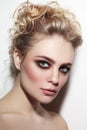 Beautiful woman with smoky eyes and prom hairdo Royalty Free Stock Photo