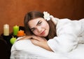 Beautiful woman in spa salon